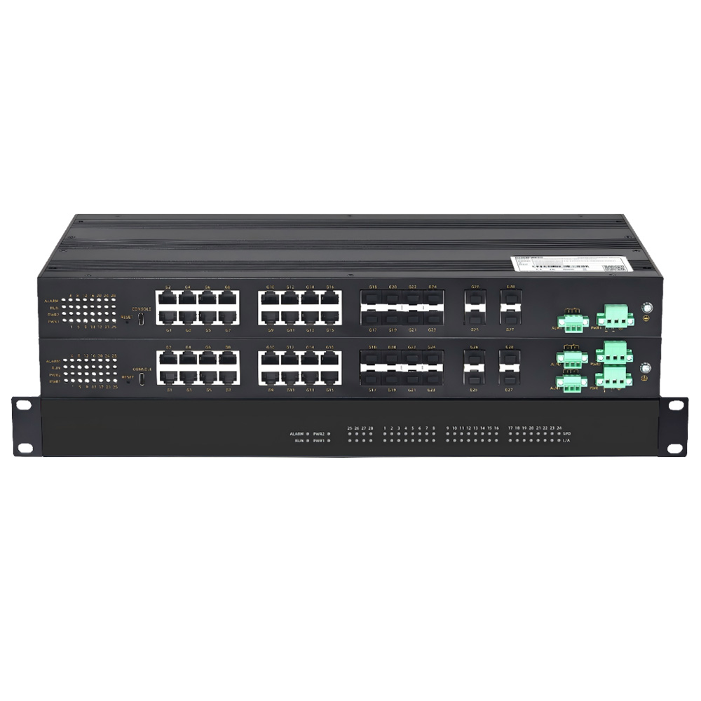 ROGERCON100-28GC二层全国产千兆12光16电网管型机架式工业交换机